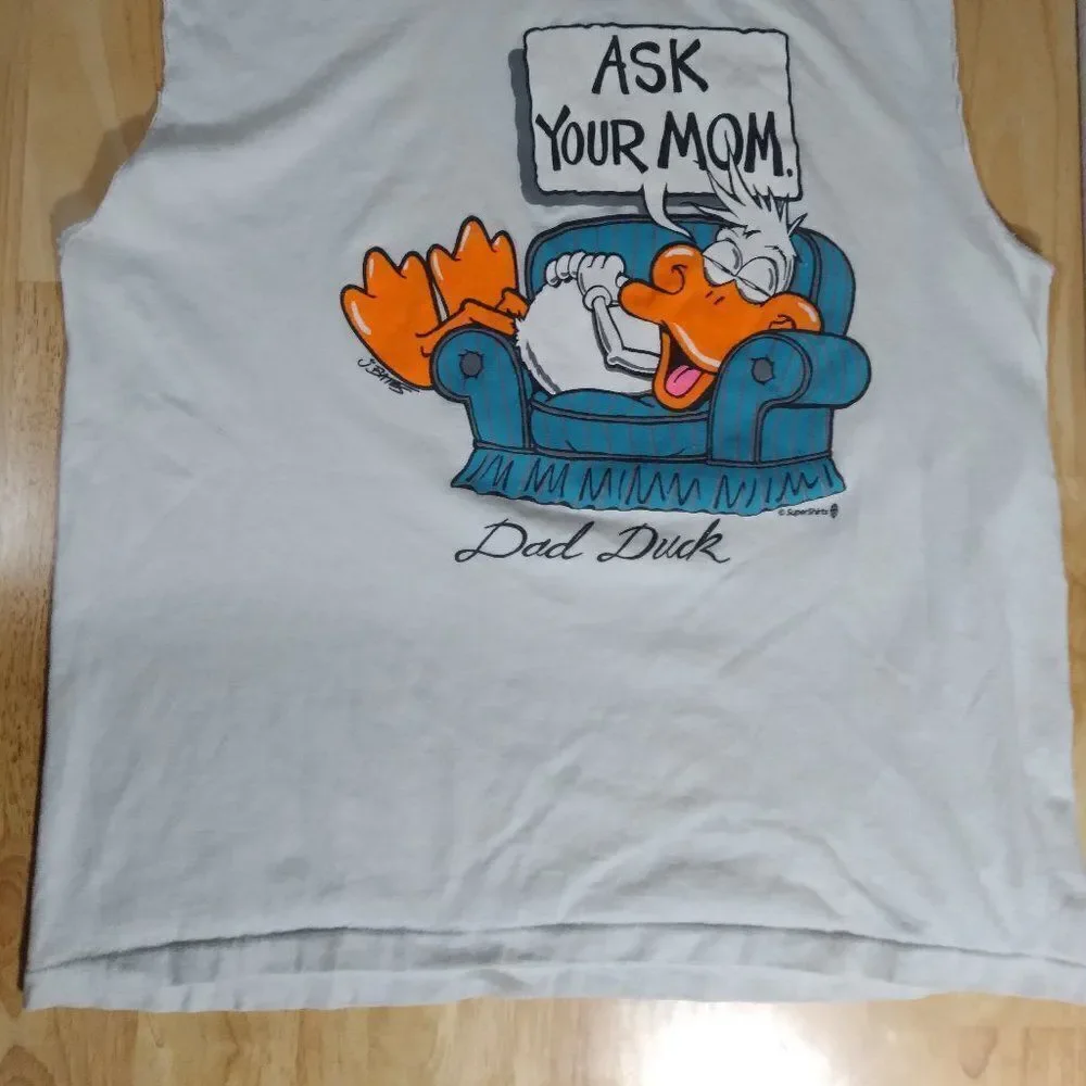 Vintage Super Shirts Dad Duck Ask Your Mom Tank Top - Picture 2 of 8